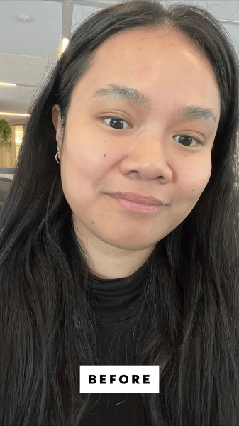 Allure senior beauty editor Jesa Marie Calaor before applying the Este Lauder Double Wear StayinPlace Foundation